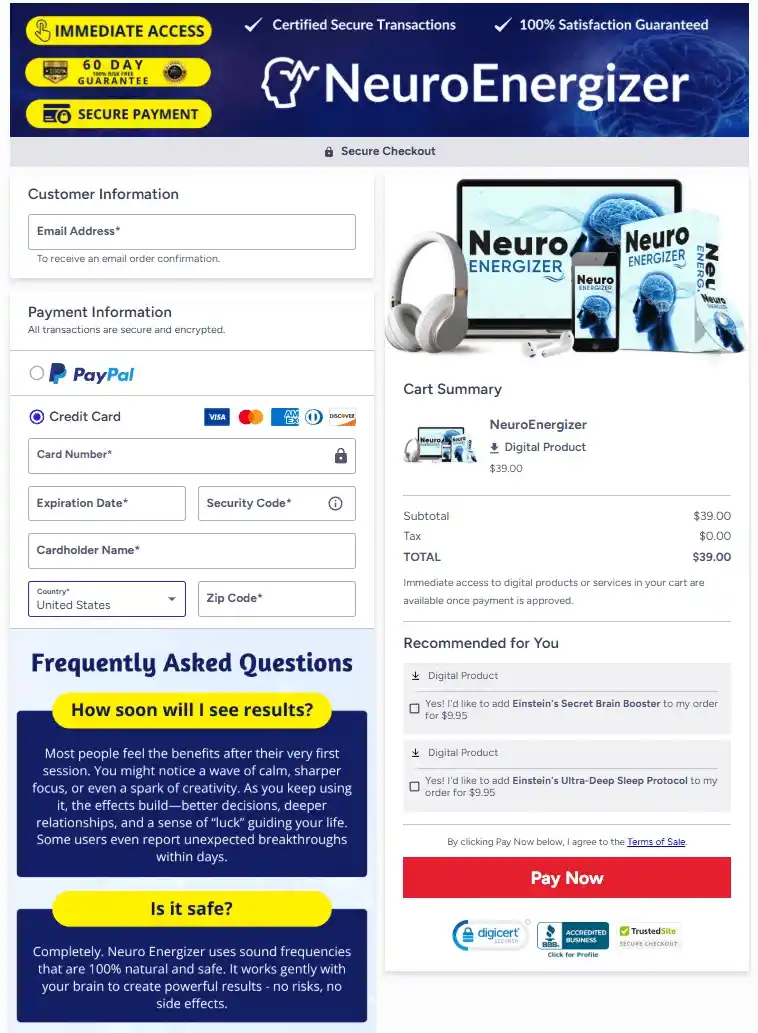 Neuro Energizer Order Page
